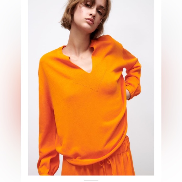 NWT ZARA ELASTIC HEM KNIT PANT AND BALLOON SLEEVE KNIT SWEATER - Picture 2 of 13